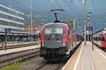 Nachschuss auf 1116 247, als diese am Nachmittag des 03.07.2018 als RJ 661 (Bregenz - Wien Hbf) in den Innsbrucker Hauptbahnhof einfuhr.