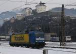 185 518-8 ``Transped`` von TXL beim  Rangieren am 16.12.2012 im Bahnhof Kufstein.