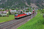 ÖBB 1144 206 erreicht mit der Autoschleuse Tauernbahn den Bahnhof Mallnitz-Obervellach.