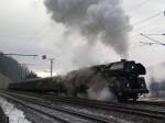 01.533 der GEG mit dem IGE-Sonderzug auf der Rckfahrt Richtung Deutschland am 06.02.2008 bei der Ausfahrt aus Kolbnitz auf der Tauern-Sdrampe.