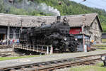 Auf der alten Drehscheibe im Südbahnmuseum wird die 310.23 ganz vorsichtig für die Heimfahrt gedreht.