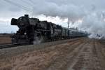 52 100 ist mit einem Sonderzug (SR 14426 - Winterdampf im Ybbstal) von Wien Heiligenstadt nach Waidhofen a.d.