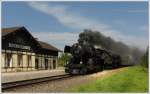 IGE-Eisenbahn Romantik sterreich Rundfahrt am 21.8.2012 von Graz ber den Wechsel nach Wien, bespannt mit 52.100 und 33.132, aufgenommen bei der Durchfahrt der aufgelassenen Haltestelle Takern-St.