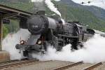 Abfahrt des Dampfsonderzuges mit 52.4984 am 17.05.2014 im Bahnhof Mixnitz-Bärenschützklamm.