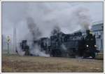 5.1.2008 – Winterdampf im Hausruck: 77.28, 638.1301 und 657.2770 der GEG (sterreichische Gesellschaft fr Eisenbahngeschichte) warten in Attnang-Puchheim auf die bernahme des IGE Sonderzuges