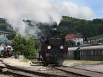 Die 77 028 am 31.05.2009 bei deiner Rangierfahrt in Ampflwang.