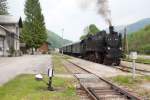 GEG 77.28 mit privatem Sonderzug im Bahnhof Hohenberg, 13.