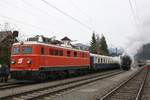 NLB 1110.505 ist mit dem SE 14290 im Zielbahnhof Admont angekommen, rechts im Bild die ÖGEG 78.618.