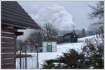 431.032 (ex ÖBB 93.1360) am 13.1.2019 mit ihrem Pn 59283 von Rokytnice nad Jizerou über Martinice v Krk., Stará Paka und Libuň nach Turnov nächst Cidlina.