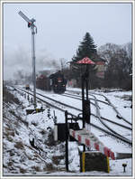 431.032 (ex ÖBB 93.1360) am 12.1.2019 mit ihrem Pn 59248 von Kolín nach Martinice v Krk.