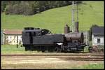 Zum Teil schon aufgearbeitet stand die ehemalige Erzberg Bahn Dampflok 97201 am 14.05.2017 im Bahnhof Vordernberg.