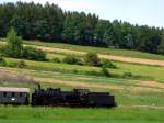 Die 638 1301 am 24.05.2008 mit einem Sonderzug unterwegs auf der Rottalbahn bei Pfarrkirchen ost.