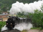 Die 77.28 berquerte mit dem Dampfsonderzug zur obersterreichischen Landesausstellung 2008 am 18.5.1008 die Traun bei Hst Ebensee Landungsplatz