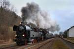 Die beiden Dampfloks 78 618 & 638 1301 ziehen den R 14313 von Attnang Puchheim nach Simbach. 
Dampfspektakel Hausruck 2011.
Holzleithen 13.3.2011

