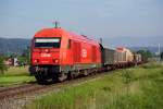 Am 09.06.2010 war 2016 019 mit dem Verschubgterzug, Friedberg-Oberwart bei Riedlingsdorf unterwegs.