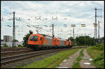 RTS Lokzug: 1216 901, 2016 906 & 293 004 am 27.07.2024 in Würzburg an der Signalbrücke Ost.