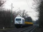 RTS 2016 908 mit einem Gterzug aus Debrecen nach Hegyeshalom, zwischen Budars und Trkblint, am 14.