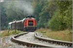 Diesellok 2048 018 fhrt mit einem Gterzug von Timelkam nach Ampflwang.