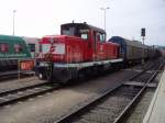 Diesellokomotive 2068.021 im Bahnhof Gleisdorf (Stmk.) am 19.3.2004 wartet auf ihre Abfahrt Richtung Feldbach