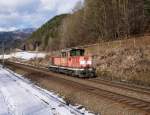 2068 059 ist am 25.01.2012 als Lz von Bruck an der Mur in Fahrtrichtung Graz unterwegs, aufgenommen in Mautstatt.