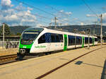 Graz. Der Talent-Triebwagen 643 113 der Steiermarkbahn ist hier am frühen Morgen des 25.07.2024 als S31 in Graz Don Bosco zu sehen.