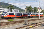 2 5022 warten nördlich der Bahnsteige in Graz auf  Ihre nächsten Einsätze. 6. Jul 2024 