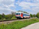 5047 080-6 hat als R5972 die Bedarfshaltestelle Peterskirchen hinter sich gelassen, und steuert dem Bhf. Ried entgegen; 140504