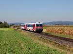 Der 5047 073 und der 5047 066 als REX nach Straßwalchen am 11.09.2015 unterwegs bei Oberseibersdorf.