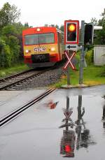 Deutlich auf Rot stehen die Signale fr die Baureihe VT70 auf der Graz-Kflacher Eisenbahn.
