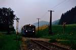 Uerdinger Schienenbus 5081.560 (vorn) an einem Regentag auf der ÖBB-Nebenbahn Launsdorf-Hochosterwitz-Hüttenberg.