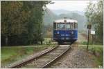 Der Uerdinger Schienenbus 5081 001 fhrt als Fotozug auf der Museumsstrecke von Ampflwang nach Timelkam und wieder retour.