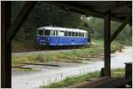 Der Uerdinger Schienenbus 5081 001 fhrt als Fotozug auf der Museumsstrecke von Ampflwang nach Timelkam und wieder retour.