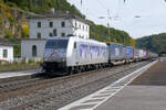 Die Lokomotive 185 540 (A-TXLA) mit dem schönen Namen  Oma Liesel  und Werbung für die  Kassel Huskies  durchfährt Eichstätt Bahnhof in Richtung Treuchtlingen und weiter nach