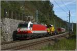 1014 014 + 1014 011  Rail Cargo  fahren mit einem Messzug nach Knittelfeld.
22.9.2011