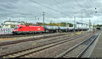 Kesselzug mit 1016 019-2 (Siemens ES64U2) ÖBB verlässt den Bahnhof Ludwigsburg nach einem kurzen Halt auf Gleis 1 (womöglich Personalwechsel) Richtung Bietigheim-Bissingen.