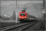 E-Lok 1016 002 fhrt mit EC 631  Alpen-Adria Universitt Klagenfurt  von Wien Sd nach Villach.
Zeltweg 27.04.2008