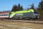 1016 016 City Airport Train mit ÖBB Wagen von München Richtung Wien am 8.2.25 bei Eglharting.