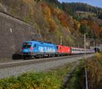 1016 023  Kyoto  und 1216 230 waren am 27.10.2013 mit dem OIC 531 von Wien nach Lienz unterwegs, und wurden von mir zwischen dem Galgenberg- und dem Annabergtunnel fotografiert. 