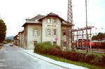 Verschiebebahnhof Arnoldstein mit einer Ellok der ÖBB-Baureihe 1020 (August 1983)