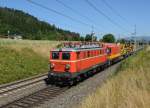 Die 1952 gebaute, jetzt RPS gehrende 1041 202 war am 02.08.2013 mit dem Robel-Messzug SPROB 97701, bestehend aus den Fahrzeugen  FUM 100 (9981 9135 504-4)und FUMA  ZB (9981 9135 503-6) von Mariahof