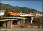 E-Lok 1044 040 fhrt mit IC 535 Stadtgalerie Klagenfurt von Wien nach Villach.
St.Michael 10.2.2008 