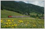 OIC 535 „KRNTEN wasser.reich“ von Wien nach Villach bei der Talfahrt der Semmering Sdrampe kurz nach Spital am Semmering am 1.6.2008 aufgenommen.