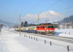 1110 522 mit einem Sonderzug am 26.01.2013 bei Fieberbrunn.