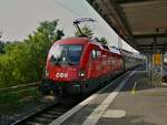 Am 8.8.18 um 9:07 Uhr zieht 1116 116 den EC 113 mit +8 aus dem Stuttgarter Hauptbahnhof raus. Der EC fährt von Frankfurt am Main Hbf nach Klagenfurt Hbf.