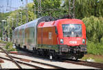 1116 276 (Siemens ES64U2) ÖBB als REX 5574 von Bludenz (A) erreicht seinen Endbahnhof Lindau Hbf auf Gleis 1.
[11.7.2018 | 13:14 Uhr]