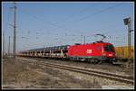 1116 093 mit Güterzug in Gramatneusiedl am 27.02.2019.