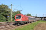 Am 18.09.2019 fährt 1116 168 mit EC 113 durch Stuttgart-Obertürkheim. 