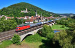 1116 145 mit einem Kesselzug am 29.07.2024 bei Gemünden (Main).