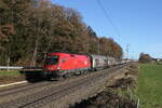 1116 129 mit dem  Papierzug  aus Salzburg kommend am 25. November 2024 bei Hufschlag.