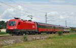 Dieses Bild vom 23.06.2007 zeigt die 1116 204
mit dem EC 101  Joze Plecnik  kurz vor Wartberg/Kr.
Mittlerweile ist die Lok im Railjetdesign unterwegs.
